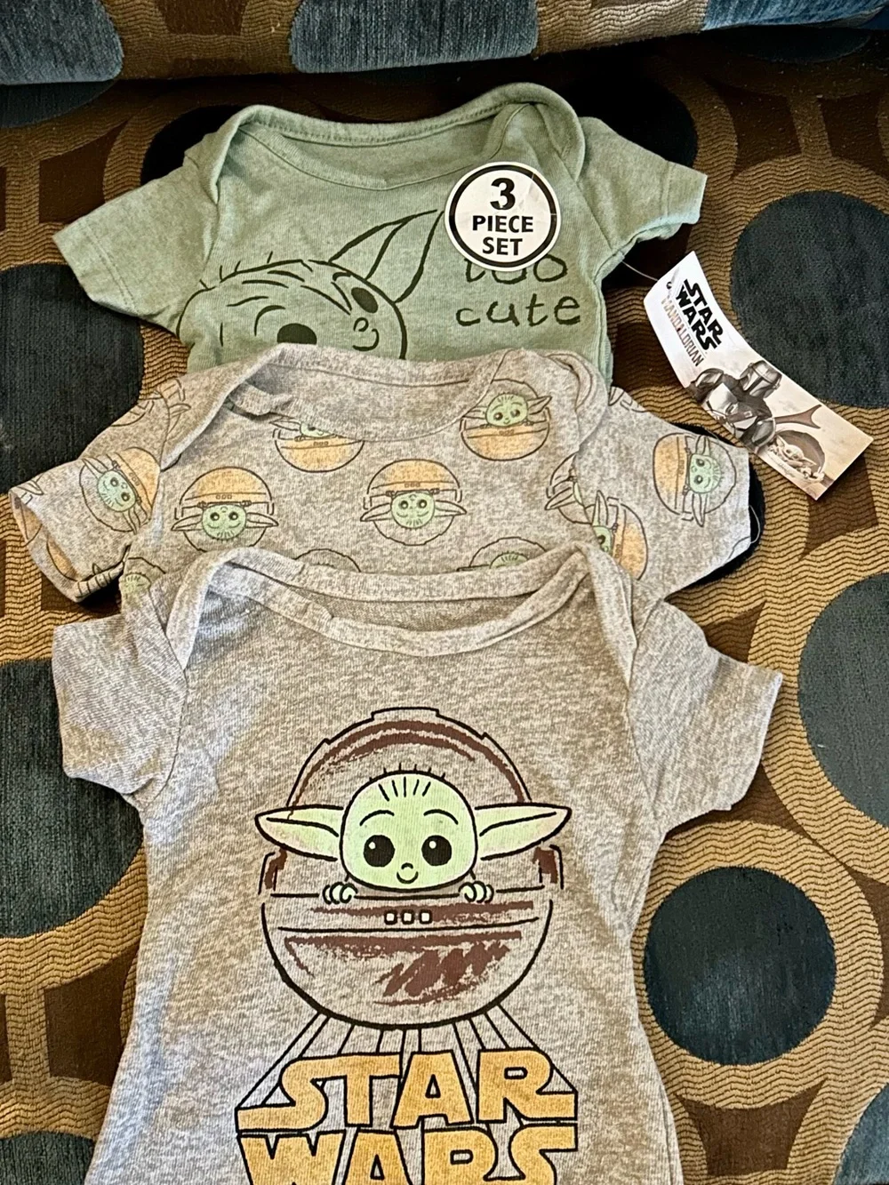Star Wars Baby Grogu Bodysuit Set - Gray & Green